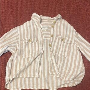 Kids Striped Shirt - Beige and White